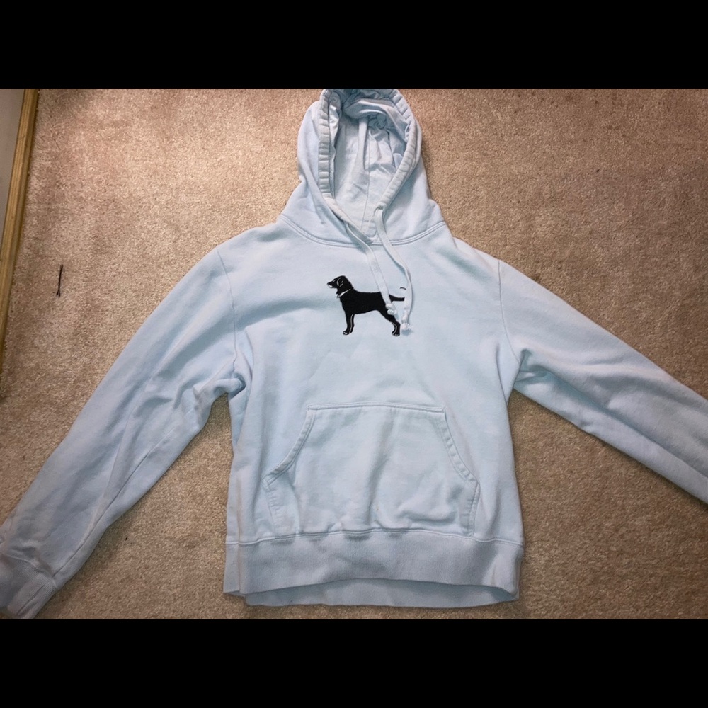 Black dog sweatshirt/light blue